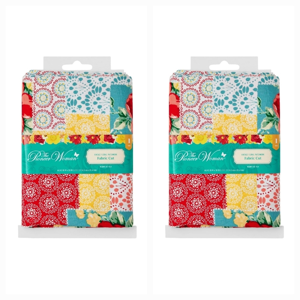 The Pioneer Woman Vintage Floral Patchwork Fabric Precut lot of 2